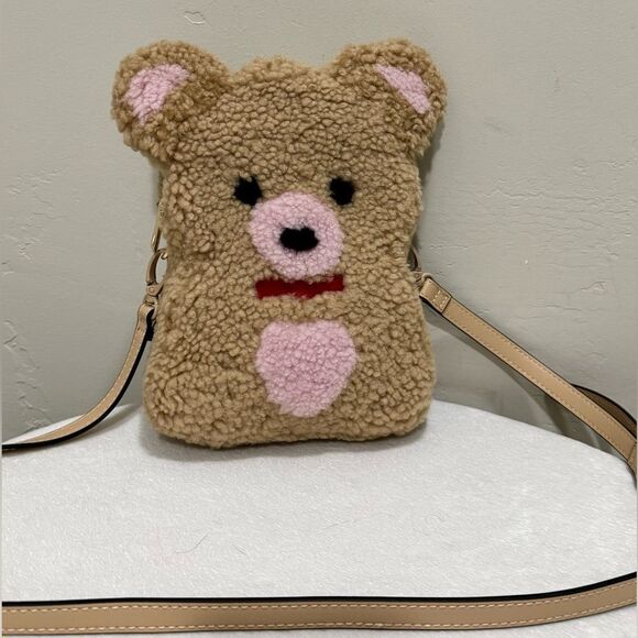Colorblock Handmade Cute Real Shearling Teddy Bear Purse/Crossbody/Phone Pouch - Picture 1 of 16